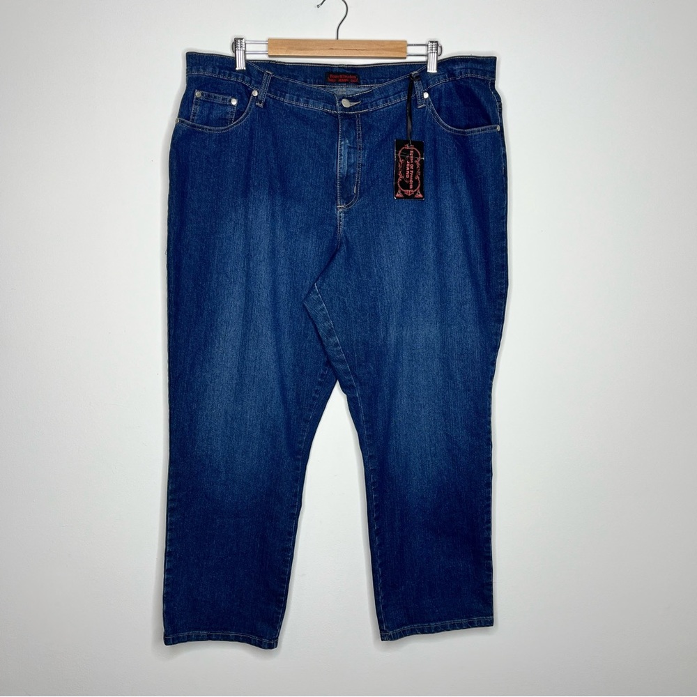NEW House of Freedom Size 24 Petite Dark Wash Blue Stretch Cropped Ankle Jeans